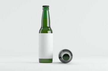 Beer Bottle Green Mockup 3D Illustration