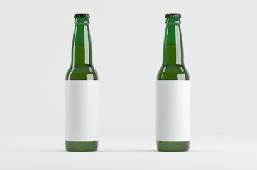 Beer Bottle Green Mockup 3D Illustration