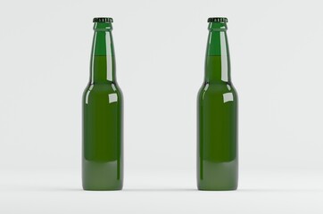 Beer Bottle Green Mockup 3D Illustration