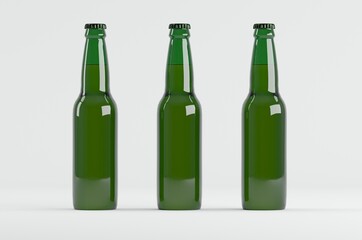 Beer Bottle Green Mockup 3D Illustration