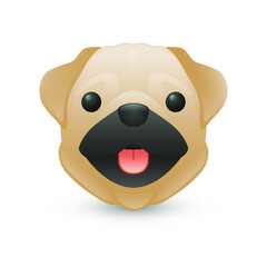 Pug Dog Home Farm Animals Emoji Illustration Face Vector Design Art Doggy Breed Clip Art.