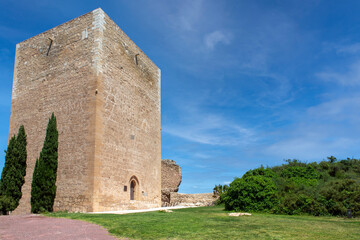 Fototapeta na wymiar Tower in medieval castle located in the city of Lorca, Murcia, Spain.