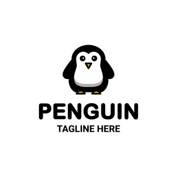 Simple Vector Mascot Cartoon Logo Design of Penguin