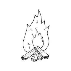 bonfire icon. hand drawn doodle. vector, scandinavian, nordic, minimalism, monochrome. camp.