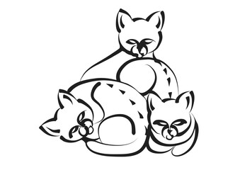 three cats silhouette