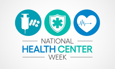 National health Center week is observed every year during August, to raise awareness about the mission and accomplishments of America's health centers over the past five decades. Vector illustration.