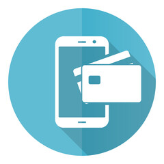 Online, mobile payment blue icon, flat design vector illustration in eps 10 for webdesign and mobile applications
