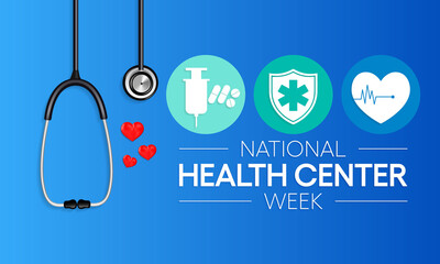 National health Center week is observed every year during August, to raise awareness about the mission and accomplishments of America's health centers over the past five decades. Vector illustration.