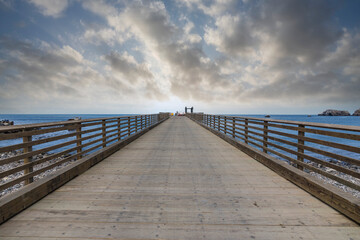 Obraz premium Scorpion Anchorage pier at Santa Cruz Island in Channel Islands National Park near Los Angeles and Ventura, California, USA. 