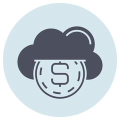 Glyph icon for cloud money.