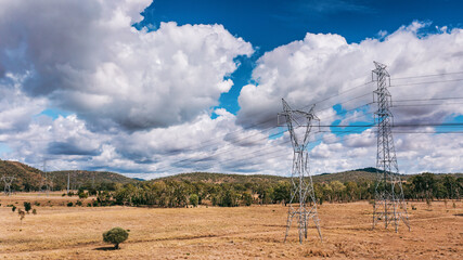 Power lines near Stanwell power station, Queensland
