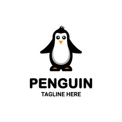 Simple Vector Mascot Cartoon Logo Design of Penguin