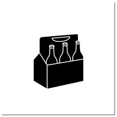 Beer glyph icon. Comfortable box for beer. Portion control. Convenience in distribution, delivery.Packing food concept.Filled flat sign. Isolated silhouette vector illustration