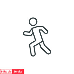 Fototapeta na wymiar Run line icon. Simple ouline style. Active, sport, stick man run concept. Vector symbol illustration isolated on white background. Editable stroke EPS 10.