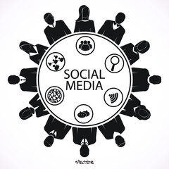 Fototapeta premium Social Media Connection Communication Technology Network Concept