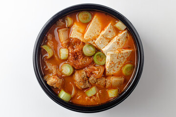 Kimchi stew on white background