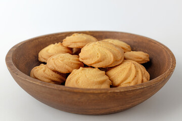 Butter cookies on white background