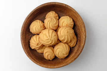 Butter cookies on white background