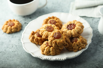 Traditional homemade cookies filled with jam