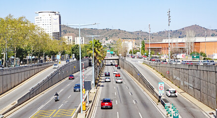 Paisaje urbano desde la Vall de Hebrón en Barcelona, Catalunya, España, Europa