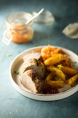 Roasted pork fillet with potato