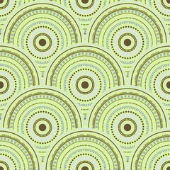 Ethnic circle shapes seamless geometric pattern.