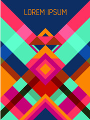 Cover page layout vector template geometric design with triangles and stripes pattern.