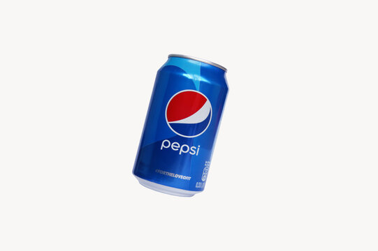 Pepsi drink in a can isolated on white background.