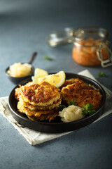 Homemade potato pancakes with apple sauce