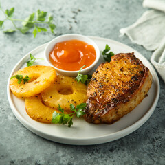 Grilled turkey with pineapple and mango sauce
