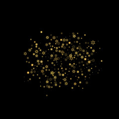 Falling Snow flakes golden pattern Holiday Vector