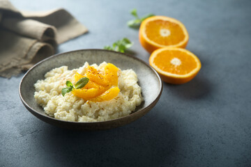 Sweet risotto with orange and mint