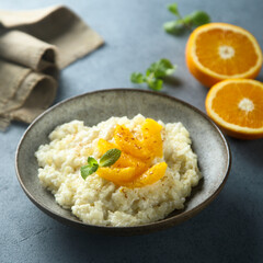 Sweet risotto with orange and mint