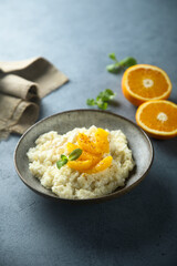 Sweet risotto with orange and mint
