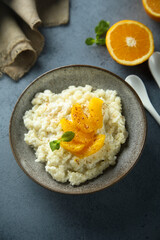 Sweet risotto with orange and mint