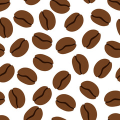 Brown coffee beans. Coffe seamless vector pattern. Suitable for wrapping paper, fabric printing, coffee shop, restaurant, cafe