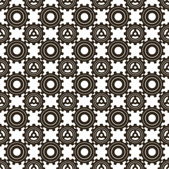 Gears seamless pattern. Vector drawing of factory gear wheels. Mechanical gear. The image of the gear