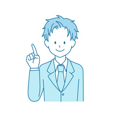 Business man pointing blue illustration