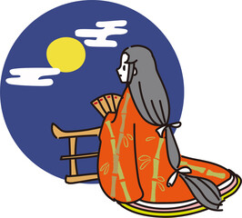 日本の童話かぐや姫のイラスト