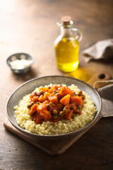 Homemade vegetable curry with couscous	
