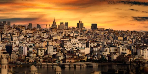 Fotobehang Istanbul cityscape with Galata Kulesi Tower. Turkey. © Sergey Fedoskin