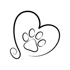 Doodle pawprint line drawing