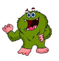 Happy monster cartoon illustration