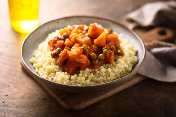 Homemade vegetable curry with couscous	
