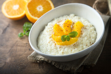 Sweet risotto with orange and mint