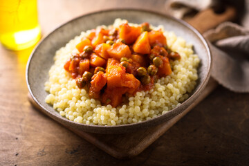 Homemade vegetable curry with couscous	

