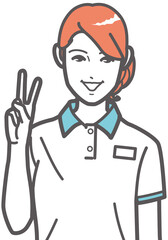 Fototapeta premium 介護スタッフピースサイン