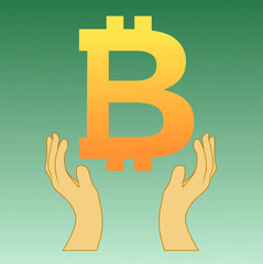 Catch the wealth golden bitcoin symbol background