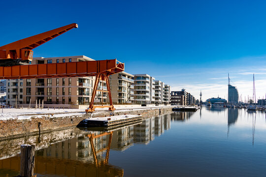 Bremerhaven im Winter, Neuer Hafen, Winterlandschaft Bremerhaven