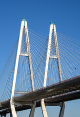 Cable-stayed bridge against the blue sky